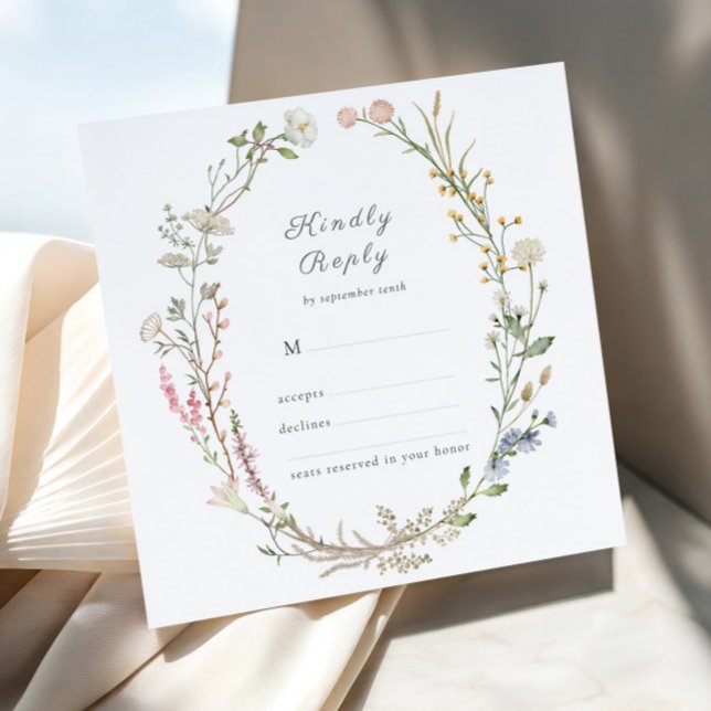 Carte Fleur sauvage Floral Mariage Greenery Répondre (Créateur téléchargé)