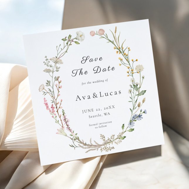 Carte Fleur sauvage Floral Mariage verdure Sauvez les da (Créateur téléchargé)