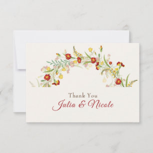 Carte Fleur sauvage Jaune Marigold Mariage de feuillage