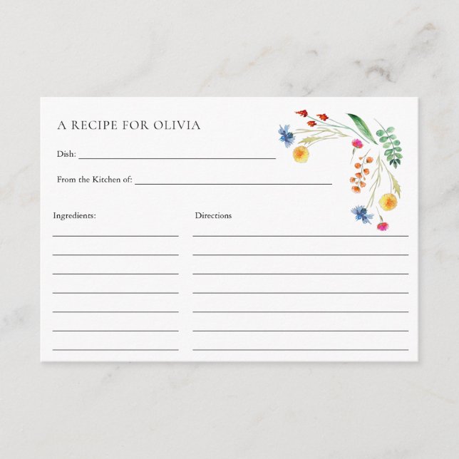 Carte fleur sauvage Meadow Love in Bloom Recette (Devant)