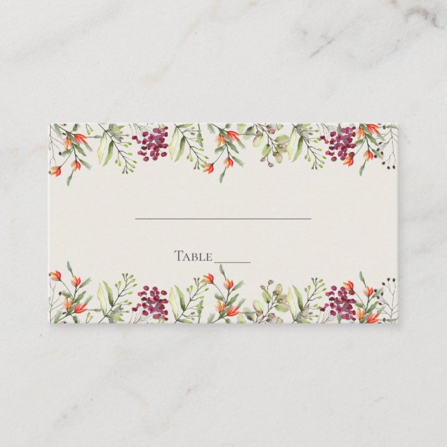 Carte fleur sauvage Meadow Mariage Place Card - Ec (Devant)