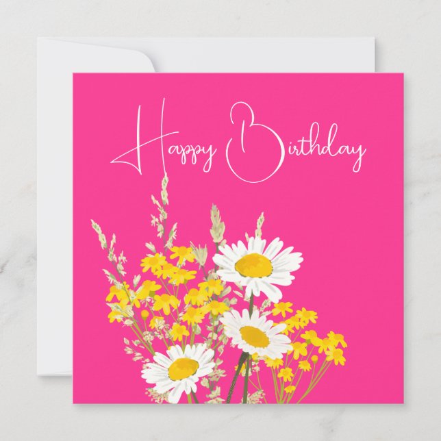 Carte Fleur sauvage moderne Joyeux anniversaire (Devant)