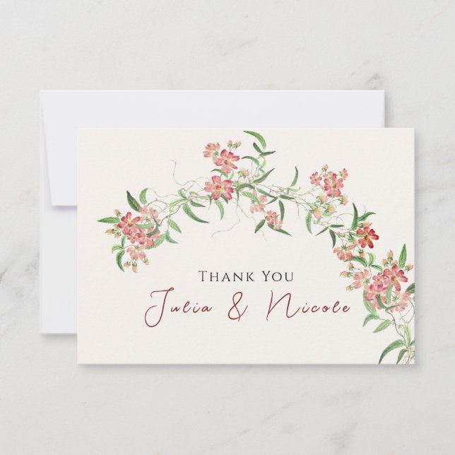 Carte Fleur sauvage rose Rose Spring Garland Mariage (Devant)