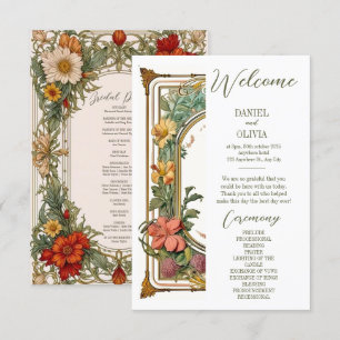 Carte Fleur sauvage Victorian Ornate Border Wedding Prog