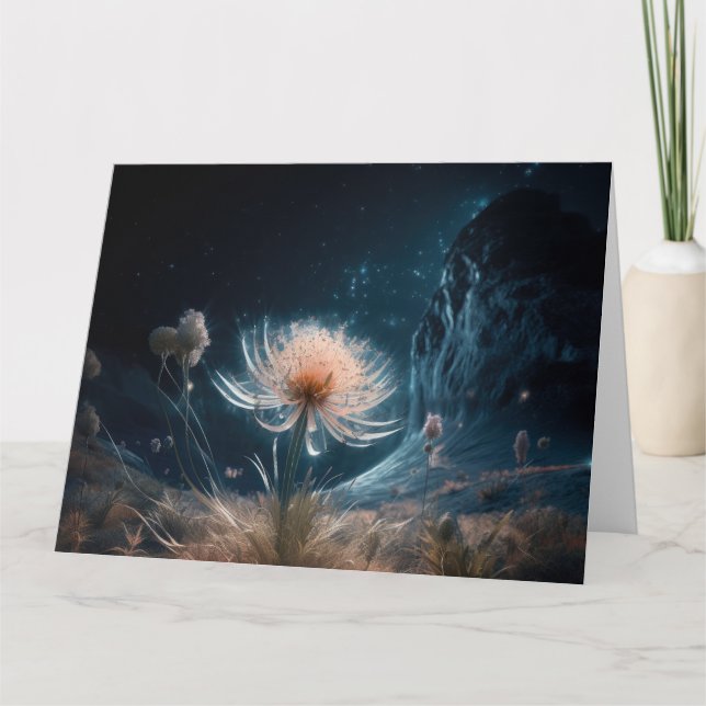 Carte Fleur surréaliste et ciel nocturne (Devant)