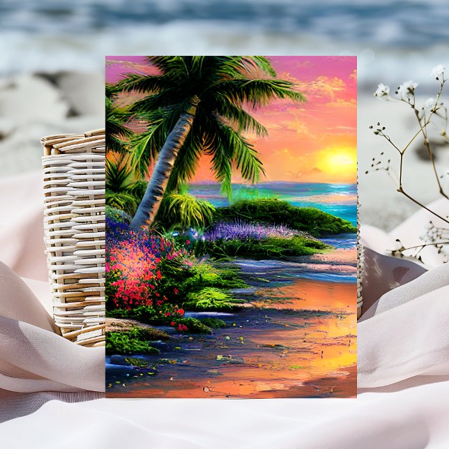 Carte Fleur Tropicale Personnalisée Anniversaire (Créateur téléchargé)