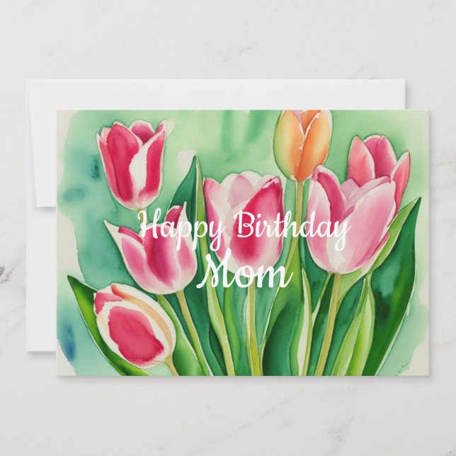 Carte Fleur Tulip de l'Aquarelle Elégante (Devant)