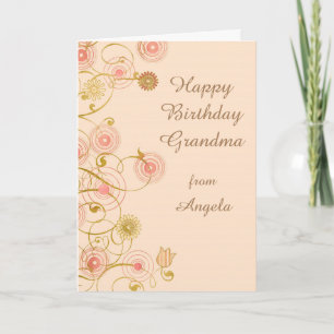 Carte Fleur Whimsical Grand-mère Anniversaire