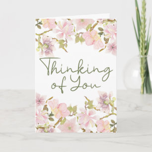 Carte Fleurie Magnolia Rose Pâle Pensée pour Vous