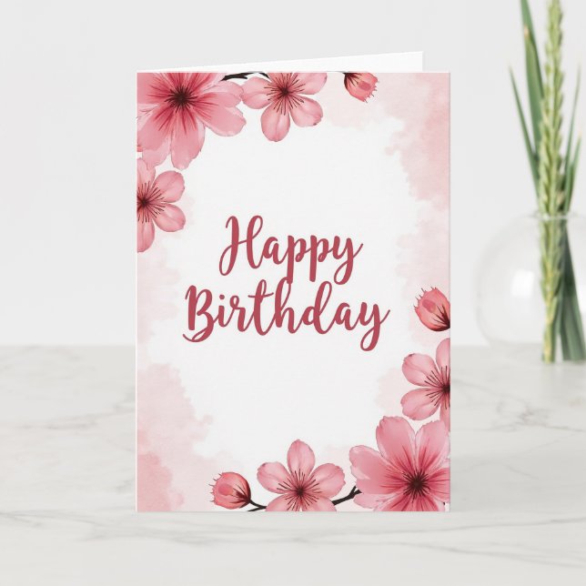 Carte Fleurie Rose Rayée (Devant)