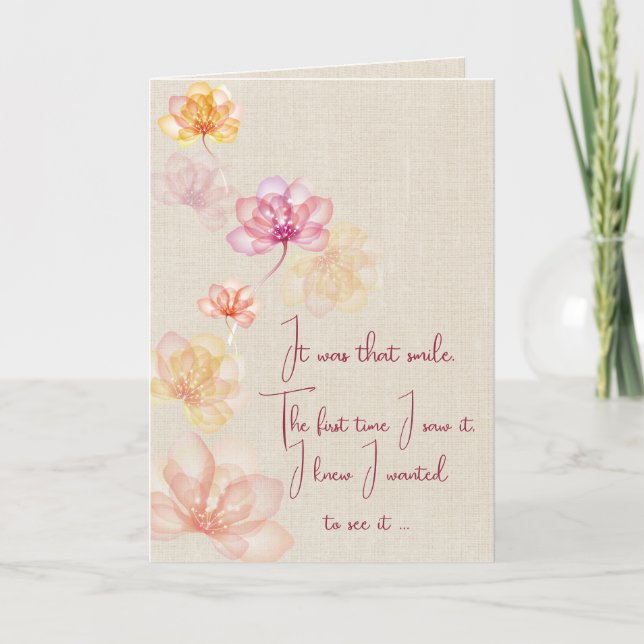 Carte Fleurs Anniversaires Sur Burlap (Devant)