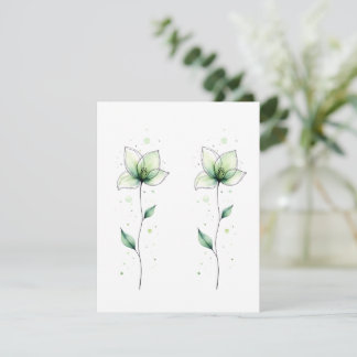 Carte Fleurs Aquarelle Vertes Appariées Minimalistes Fon