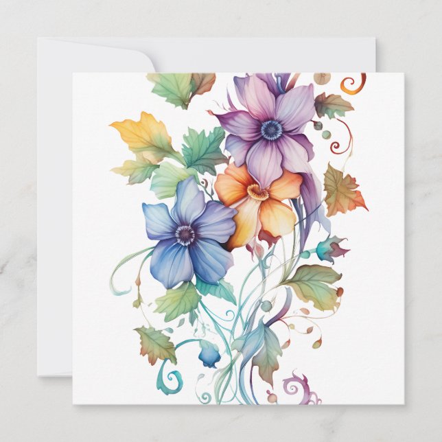 Carte Fleurs aquarelles décoratives (Devant)