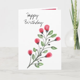 Carte Fleurs aquarelles Joyeux anniversaire