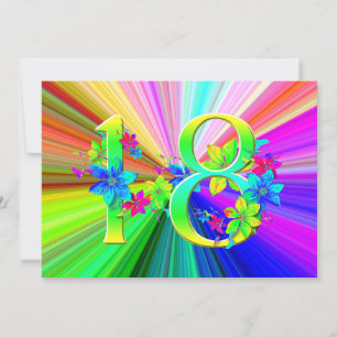 Carte Fleurs arc-en-ciel florissantes pour 18e anniversa