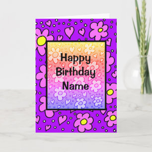 Carte Fleurs aux tons violets Anniversaire