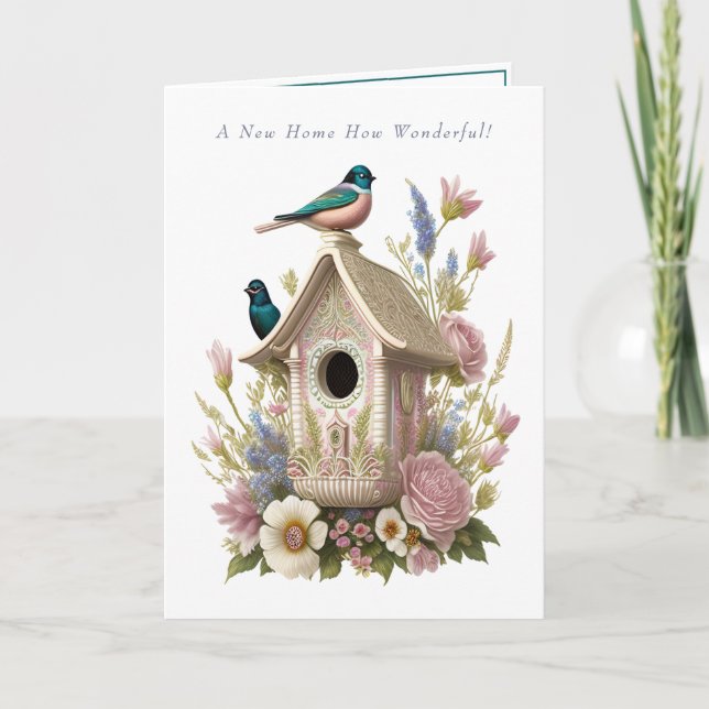 Carte Fleurs Birdcage Nouveau Accueil (Devant)