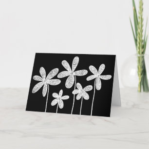 Carte Fleurs - Blanc sur Noir