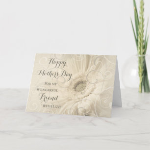 Carte Fleurs blanches Ami Bonne fête des mères