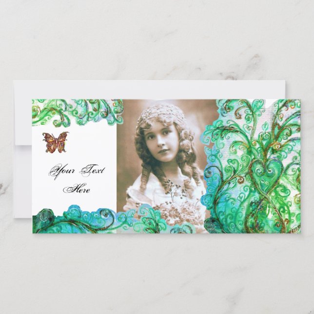 Carte FLEURS BLANCHES bleu vif blanc vert (Devant)