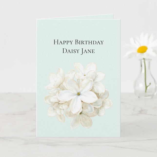 Carte Fleurs Blanches de Menthe Anniversaire (Petite plante)