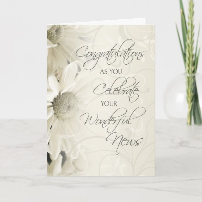 Carte Fleurs blanches : Félicitations pour leurs attente (Devant)