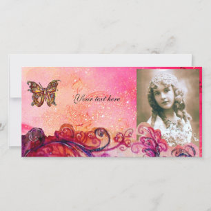 Carte FLEURS BLANCHES rouge vif, violet rose