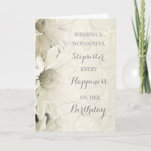 Carte Fleurs blanches vintages Stepsoeur Anniversaire