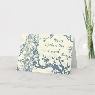Carte Fleurs bleues Ami Bonne fête des mères