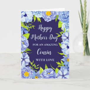 Carte Fleurs bleues Cousin Bonne fête des mères