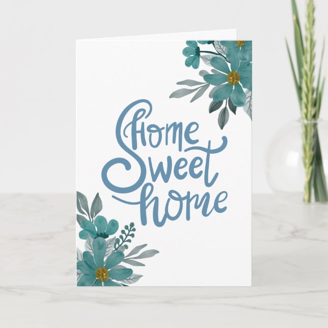 Carte Fleurs Bleues Élégantes Accueil Nouveau Accueil Sw (Devant)