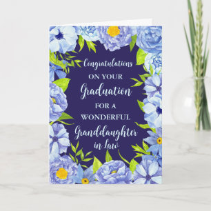 Carte Fleurs bleues Grandgirl in Law Graduation Card