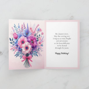 Carte Fleurs bleues violettes violettes roses bril