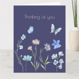 Carte Fleurs Botaniques Bleues Pensées Pour Vous