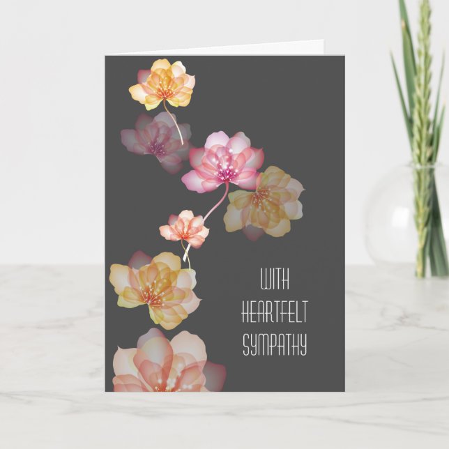 Carte Fleurs brillantes sur la Sympathie Grey (Devant)