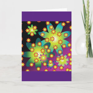 Carte Fleurs colorées rétro