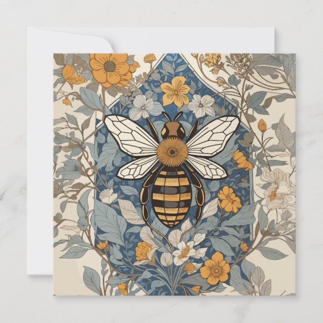 Carte Fleurs d'abeilles vintages et sauvages (Devant)
