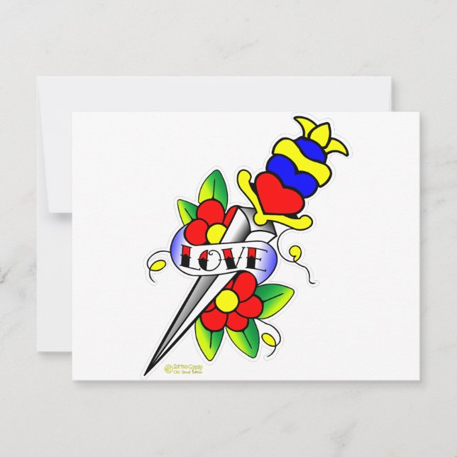 Carte Fleurs Dagger et tatouage d'amour (Devant)
