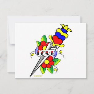 Carte Fleurs Dagger et tatouage d'amour