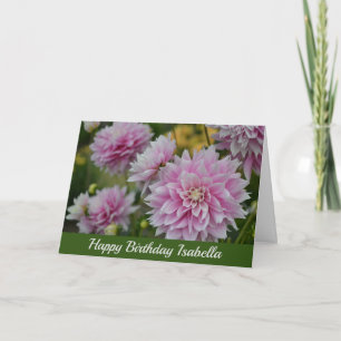 Carte Fleurs Dahlia roses au Jardin RHS Joyeux anniversa