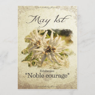 Carte Fleurs d'anniversaire le 1er mai "Edelweiss"