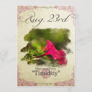 Carte Fleurs d'anniversaire le 23 août "Merveille du Pér
