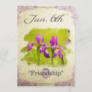 Carte Fleurs d'anniversaire le 6 juin "Iris"
