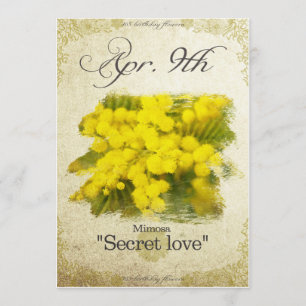 Carte Fleurs d'anniversaire le 9 avril "Mimosa"