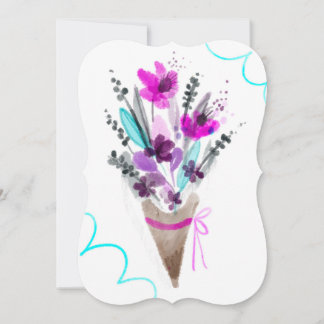 Carte Fleurs d'aquarelle en papier Brown