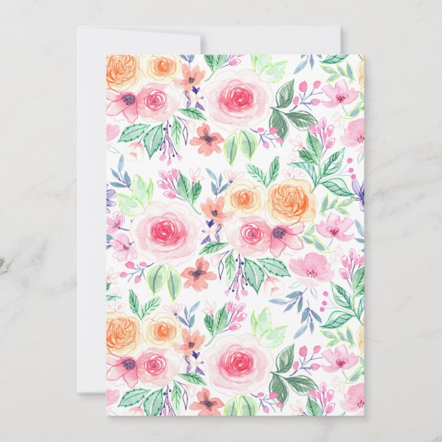 Carte Fleurs d'aquarelle et feuilles (Devant)