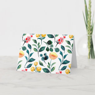 Carte Fleurs d'Aquarelle Jaune rustique et stylisée Blan