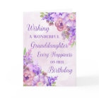 Fleurs d'aquarelle pourpre Grandgirl Anniversaire