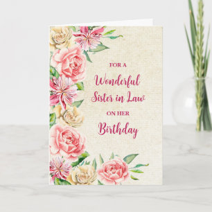 Carte Fleurs d'aquarelle printanière Soeur en droit Anni