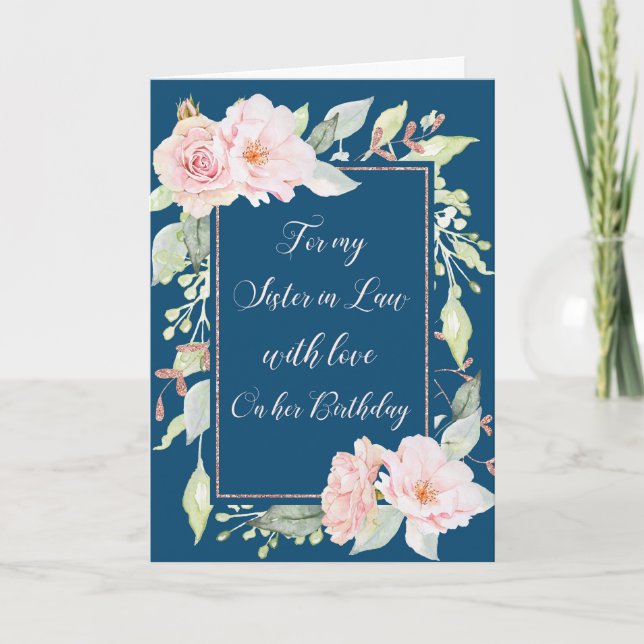 Carte Fleurs d'aquarelle rose Soeur en droit Anniversair (Devant)